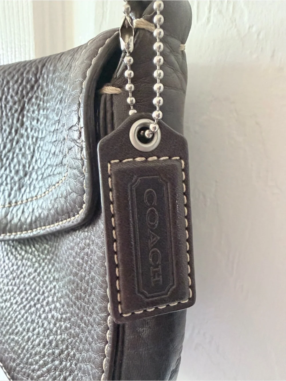 Coach Dark Brown Pebbled Leather Crossbody